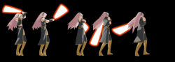 Rule 34 | energy sword, lightsaber, long hair, megurine luka, pink hair, sequential, sword, thighhighs, very long hair, vocaloid, weapon, yuzmit