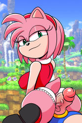 Rule 34 | 1boy, 1girl, absurdres, amy rose, boots, buttjob, buttjob over clothes, furry, highres, looking at viewer, panties, panties on penis, sega, sonic (series), sonic (series), underwear