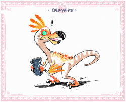 Rule 34 | character name, eliz0r, english text, from side, full body, highres, kulu-ya-ku, monster hunter, monster hunter: world, monster hunter (series), no humans, simple background, solo, standing, tagme, white background