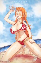 Rule 34 | 1girl, absurdres, bikini, breasts, cleavage, highres, hiyozuki, huge breasts, large breasts, nami (one piece), one piece, swimsuit