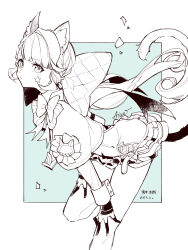 Rule 34 | 1girl, absurdres, aiwo o lite, animal ear fluff, animal ears, artist name, blunt bangs, blush, bow, braid, capelet, cat ears, cat girl, cat tail, closed mouth, expressionless, eyelashes, facial mark, floating hair, frilled leotard, frills, genshin impact, gloves, green background, greyscale, greyscale with colored background, highres, huge bow, leotard, long hair, long sleeves, looking at viewer, low ponytail, lynette (genshin impact), monochrome, pantyhose, parted bangs, ponytail, sidelocks, signature, simple background, sleeve cuffs, solo, star (symbol), star facial mark, tail, translation request, two-tone background, two-tone gloves, very long hair, white background