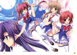 Rule 34 | 4girls, :d, absurdres, asakura nanao, blue panties, bow, bowtie, braid, brown hair, character request, cherry blossoms, d:, full moon, hagiwara tomoe, hands on own chest, highres, huge filesize, looking at viewer, lyrical lyric, mikeou, moon, multiple girls, open mouth, panties, pantyshot, pink hair, profile, purple eyes, purple hair, red bow, red bowtie, smile, striped clothes, striped panties, takami rin, thighhighs, twin braids, twintails, underwear, white legwear, white panties
