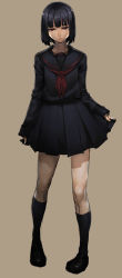 Rule 34 | 1girl, chyko7080, kneehighs, original, school uniform, serafuku, simple background, socks, solo
