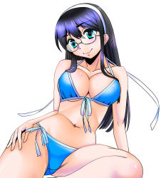 Rule 34 | 10s, 1girl, bikini, black hair, breasts, glasses, green eyes, hairband, kantai collection, large breasts, long hair, ooyodo (kancolle), sentape, swimsuit
