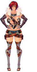 Rule 34 | 1girl, asagiri, ayes, bellona seianus, breasts, female focus, full body, green eyes, large breasts, lilith-soft, onna kentoushi minerva monster colosseum, red hair, simple background, solo, warrior