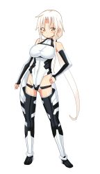 Rule 34 | 1girl, absurdres, aoi souji, bare shoulders, bodysuit, breasts, brown eyes, commentary request, full body, highres, large breasts, long hair, ninja, original, ponytail, skin tight, solo, transparent background, white hair
