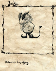 Rule 34 | children&#039;s book, comic, demon tail, horns, monochrome, no humans, original, silent comic, tail, toi (number8), traditional media