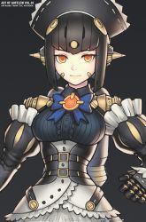 Rule 34 | 1girl, apron, black hair, close-up, gofelem, joints, lila (xenoblade), maid, maid apron, maid headdress, mechanical arms, mechanical parts, red eyes, robot, robot ears, robot joints, single mechanical arm, solo, xenoblade chronicles (series), xenoblade chronicles 2