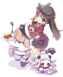 Rule 34 | 10s, 2girls, abyssal ship, admiral (kancolle), ahoge, brown eyes, brown hair, child&#039;s drawing, colored skin, curry, curry rice, drawing, dress, food, hat, horns, igaiga, japanese clothes, kantai collection, kariginu, long hair, magatama, military, military uniform, mittens, multiple girls, naval uniform, non-human admiral (kancolle), northern ocean princess, orange eyes, peaked cap, pig, pleated skirt, rice, ryuujou (kancolle), skirt, twintails, uniform, visor cap, white dress, white hair, white skin