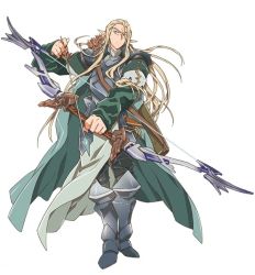 Rule 34 | 10s, 1boy, armor, armored boots, arrow (projectile), blonde hair, boots, bow (weapon), floating hair, full body, hara kazuhiro, holding, holding weapon, log horizon, long hair, male focus, official art, pointy ears, simple background, sntanding, solo, standing, weapon, white background, william massachusetts, yellow eyes