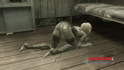 Rule 34 | 1girl, all fours, ass, blonde hair, catsuit, from behind, laughing octopus, metal gear (series), metal gear solid, metal gear solid 4: guns of the patriots, short hair