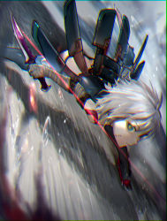 Rule 34 | 1girl, arm belt, bandages, bandaged arm, bandages, belt, black belt, black panties, blue eyes, butt crack, chromatic aberration, dagger, dual wielding, scar on face, fate/apocrypha, fate/grand order, fate (series), gloves, green eyes, holding, holding knife, jack the ripper (fate/apocrypha), knife, looking at viewer, lowleg, lowleg panties, nuda, panties, scar, scar across eye, scar on cheek, scar on face, shoulder tattoo, single glove, solo, tattoo, underwear, weapon, white hair