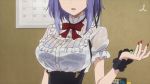 Rule 34 | 10s, 1girl, animated, blue eyes, bra, breasts, dagashi kashi, dress, large breasts, nail polish, open mouth, purple hair, scrunchie, see-through, shidare hotaru, short hair, suspenders, tagme, underwear, video, video, wet, wet clothes, wrist scrunchie