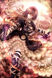 Rule 34 | 1girl, bad id, bad pixiv id, black dress, blonde hair, boots, cross-laced clothes, damien666-n, dress, frilled dress, frills, glitter, gradient hair, hijiri byakuren, layered dress, light, long hair, long sleeves, magic circle, magical girl, multicolored hair, n-jou (princealbert), outstretched hand, puffy long sleeves, puffy sleeves, purple hair, scroll, smile, solo, sorcerer&#039;s sutra scroll, thigh boots, thighhighs, touhou, white dress, yellow eyes