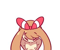 Rule 34 | 1girl, animated, animated gif, blue eyes, blush, bouncing breasts, bow, breasts, brown hair, creatures (company), diives, game freak, hair bow, hair ornament, long hair, looking at viewer, may (pokemon), nintendo, nipples, nude, one eye closed, open mouth, pokemon, pokemon oras, simple background, small breasts, smile, solo, white background
