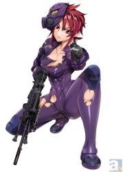 Rule 34 | 1girl, female focus, gun, official art, red hair, satou shouji, solo, triage x, tsurugi miki, weapon