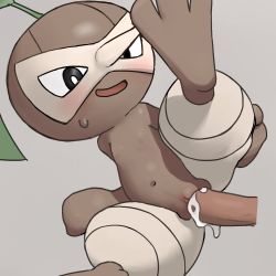 Rule 34 | 1girl, black eyes, blush, creatures (company), cum, cum in pussy, disembodied penis, erection, flat chest, furry, furry female, game freak, gen 3 pokemon, grey background, happy, happy sex, hetero, highres, leg lift, looking down, navel, nintendo, nipples, nuzleaf, open mouth, penis, pokemon, pokemon (creature), pussy, sex, simple background, smile, solo, spread legs, sweat, uncensored, vaginal, youjo modoki