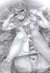 Rule 34 | 1girl, artist request, ass, azura (fire emblem), blush, breasts, censored, covered erect nipples, dancer, female focus, fire emblem, fire emblem fates, long hair, looking at viewer, lying, monochrome, nintendo, nipples, on back, open mouth, pussy, solo, spread legs, very long hair