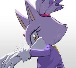 Rule 34 | 1girl, blaze the cat, commentary request, furry, furry female, gloves, hyeon sonic, korean commentary, looking at viewer, simple background, solo, sonic (series), upper body, white gloves, yellow eyes