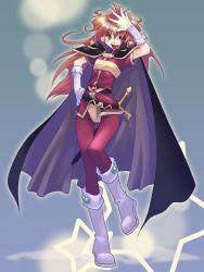 Rule 34 | 1girl, boots, cloak, fantasy, knee boots, lina inverse, long hair, mitake eil, slayers, solo, sword, weapon