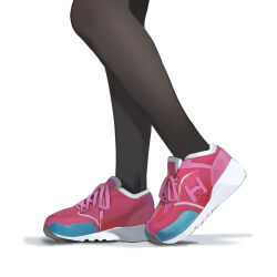 Rule 34 | 1girl, blue archive, chinese commentary, close-up, commentary, cross-laced footwear, footwear focus, from side, fubuki (blue archive), heel up, highres, legs, making-of available, shadow, shoelaces, shoes, simple background, sneakers, solo, white background