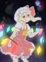 Rule 34 | 1girl, bad id, bad pixiv id, blonde hair, collared shirt, female focus, flandre scarlet, hat, hechima (32), mob cap, ponytail, ribbon, shirt, solo, standing, touhou, white hat, wings