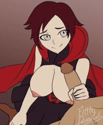 Rule 34 | 1boy, 1girl, animated, breasts, cum, cum on body, cum on breasts, cum on clothes, cum on hair, cum on upper body, faceless, faceless male, facial, filthydungeons, grey eyes, handjob, hetero, large breasts, nipples, red hair, ruby rose, rwby, smile, tagme, uncensored
