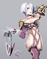 Rule 34 | 1girl, blue eyes, breasts, cleavage, highres, isabella valentine, large breasts, short hair, solo, soul calibur