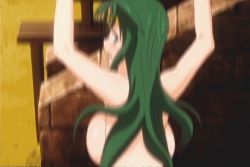 Rule 34 | 1boy, 1girl, animated, animated gif, ass, ass shake, black thighhighs, breasts, censored, circlet, clothed male nude female, dimples of venus, green eyes, green hair, hetero, large breasts, long hair, maris amaryllis, nude, rance, rance (series), rance 01, sex, thighhighs, vaginal