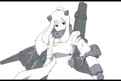 Rule 34 | 10s, 1girl, 8-gou (mechanist08), aged up, commentary request, greyscale, gun, holding, holding weapon, horns, kantai collection, letterboxed, monochrome, northern ocean princess, original, red eyes, solo, spot color, translation request, upper body, weapon