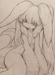 Rule 34 | 1other, animal ears, body fur, breasts, closed mouth, furry, highres, kneeling, looking at viewer, made in abyss, mitsuba-sama (milkba-ng), nanachi (made in abyss), nude, short hair, small breasts, solo, tail, whiskers