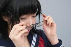 Rule 34 | awatsuki anzu, cosplay, glasses, ichigo 100 percent, photo (medium), school uniform, serafuku, toujou aya