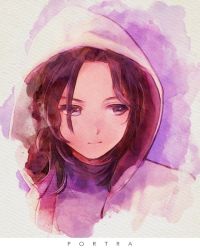 Rule 34 | 1girl, bad id, bad twitter id, brown hair, closed mouth, commentary request, hood, looking to the side, mizu ramen, portrait, short hair, solo