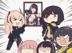 Rule 34 | &gt; &lt;, 5girls, anger vein, angry, anti-rain (girls&#039; frontline), cheschorv, chibi, commentary request, confused, eyepatch, closed eyes, girls&#039; frontline, headphones, m16a1 (girls&#039; frontline), m4 sopmod ii (girls&#039; frontline), m4a1 (girls&#039; frontline), multiple girls, photo (object), ro635 (girls&#039; frontline), scar, scar across eye, scar on face, st ar-15 (girls&#039; frontline), third-party edit, translated