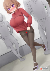 Rule 34 | 1girl, 3girls, alternate breast size, artist name, blend s, blush, breasts, brown hair, censored, clenched teeth, clothes tug, colored eyelashes, crying, crying with eyes open, day, dildo, dutch angle, embarrassed, english text, exhibitionism, faceless, faceless male, hands in pockets, heart, heart censor, high heels, highres, hoshikawa mafuyu, indoors, large breasts, long sleeves, looking down, multiple girls, no panties, no pants, nose blush, object insertion, pants, pantyhose, parted lips, patreon username, public indecency, public vibrator, purple eyes, pussy, pussy juice, pussy peek, red sweater, sex toy, shirt, short sleeves, shorts, solo focus, sweater, sweater tug, taking picture, tank top, tears, teeth, thighband pantyhose, v-shaped eyebrows, vaginal, vaginal object insertion, vahn yourdoom, vibrator, white footwear