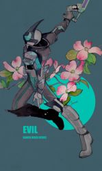 Rule 34 | 1boy, aqua background, armor, bat (animal), bat genome, character name, cowl, english text, evilblade, flower, full body, gauntlets, gloves, glowing, glowing eyes, helmet, holding, holding weapon, jo mawe, kamen rider, kamen rider evil, kamen rider revice, male focus, painting (medium), pink flower, reiwa, simple background, solo, stylistic, traditional media, twisted torso, watercolor (medium), weapon, zipper