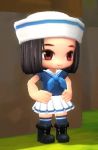 Rule 34 | 1girl, 3d, animated, black footwear, black hair, boots, chibi, dancing, hands on own hips, hat, lowres, maplestory, maplestory 2, sailor, sailor collar, sailor hat, skirt, solo, tagme, video