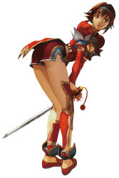 Rule 34 | 1girl, ass, bent over, blush, breasts, chai xianghua, character name, cleavage, cleavage cutout, clothing cutout, detached sleeves, from behind, hairband, jian (weapon), kawano takuji, official alternate costume, official art, short shorts, shorts, solo, soul calibur, soulcalibur, soulcalibur ii