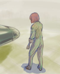 Rule 34 | 00s, back, bob cut, from behind, jumpsuit, last exile, lavie head, red hair, short hair, sleeves rolled up, solo, taanii, vanship