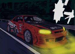 Rule 34 | car, glowing, h4f1z-nfs, headlight, hks, initial d, motor vehicle, need for speed, need for speed: underground, night, nissan, nissan skyline, nissan skyline gt-r, nissan skyline r34, no humans, parody, sparco, sponsor, style parody, vehicle focus