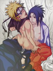 Rule 34 | 2boys, anal, black hair, blind acceptance, blonde hair, blue eyes, clothed male nude male, clothed sex, cum, cum in ass, face-to-face, facial mark, in lap, male focus, male penetrated, motion blur, multiple boys, naruto, naruto (series), nude, outdoors, red eyes, saliva, sex, sitting, spiked hair, tree, uchiha sasuke, undressing, unzipped, uzumaki naruto, whisker markings, yaoi