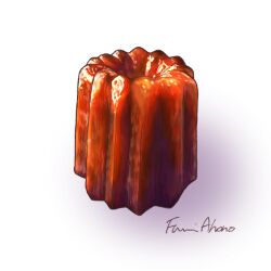 Rule 34 | aon968, artist name, canele, commentary request, food, food focus, no humans, original, pastry, realistic, signature, simple background, still life, white background