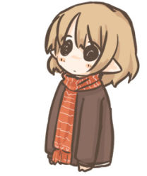 Rule 34 | 7010, brown hair, chibi, lowres, o o, pointy ears, scarf, solo