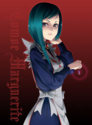 Rule 34 | 00s, 1girl, asymmetrical hair, black background, garderobe uniform, kyo (kuroichigo), long sleeves, looking at viewer, my-otome, red background, simple background, solo, tomoe marguerite