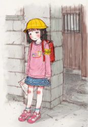 Rule 34 | 1girl, backpack, bag, gomennasai, hat, randoseru, school hat, solo