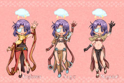 Rule 34 | 1girl, :d, animal, animal around neck, bangle, bikini, bikini top only, blush, boots, bracelet, breasts, brown bikini, brown capelet, brown footwear, brown gloves, brown skirt, capelet, character name, cloud, cloud over head, commentary request, dress, eyepatch, fingerless gloves, fox, full body, gloves, jewelry, kawagoe pochi, lightning, looking at viewer, mage (ragnarok online), midriff, navel, open mouth, parted bangs, pelvic curtain, pink background, professor (ragnarok online), purple eyes, purple hair, ragnarok online, red dress, red sleeves, sage (ragnarok online), short hair, skirt, sleeveless, sleeveless dress, small breasts, smile, striped capelet, striped sleeves, swimsuit, waving, yellow sleeves