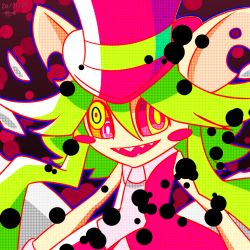 Rule 34 | 1girl, animal ears, blush stickers, crazy eyes, green hair, hat, leotard, mad rat dead, mouse (animal), mouse ears, mouse girl, mouse tail, multiple eyes, nippon ichi, notched ear, rat god, red eyes, tail, tie clip, top hat, wings