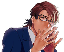 Rule 34 | 1boy, bad id, bad pixiv id, brown eyes, brown hair, fate/tiger colosseum, fate (series), formal, glasses, k29, kotomine kirei, male focus, solo, suit