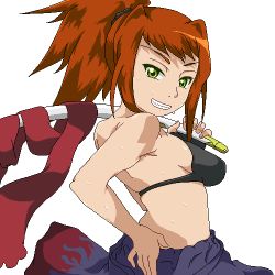 Rule 34 | 00s, hand on own hip, lowres, my-hime, oekaki, red hair, solo, sugiura midori, tagme, white background