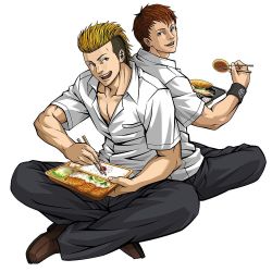 Rule 34 | 2boys, banchou, bento, brown hair, character request, delinquent, kenka banchou bros, male focus, mohawk, multiple boys, school uniform, spike (company), tagme